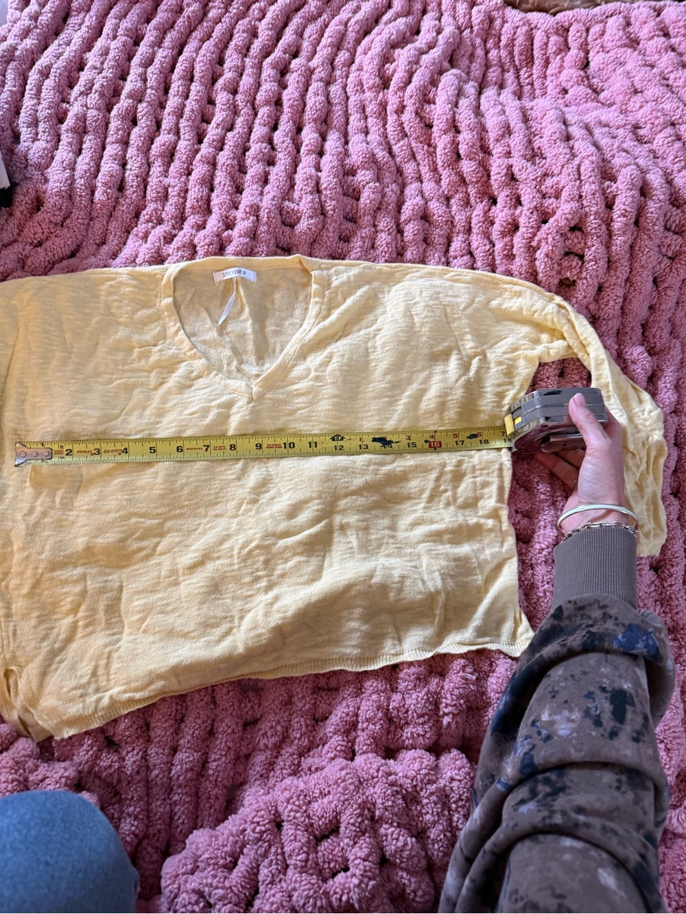 Stitchdrop Butter Yellow V-Neck Oversized Knit Top XS - Picture 1 of 6